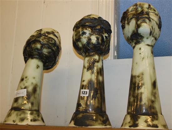 3 contemporary pottery heads